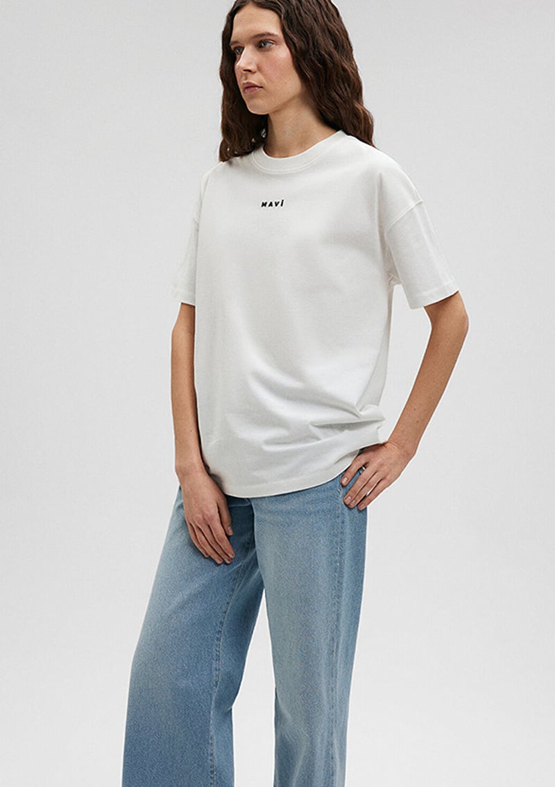 M1612518-70057 Kadın Beyaz Baskılı T-shirt