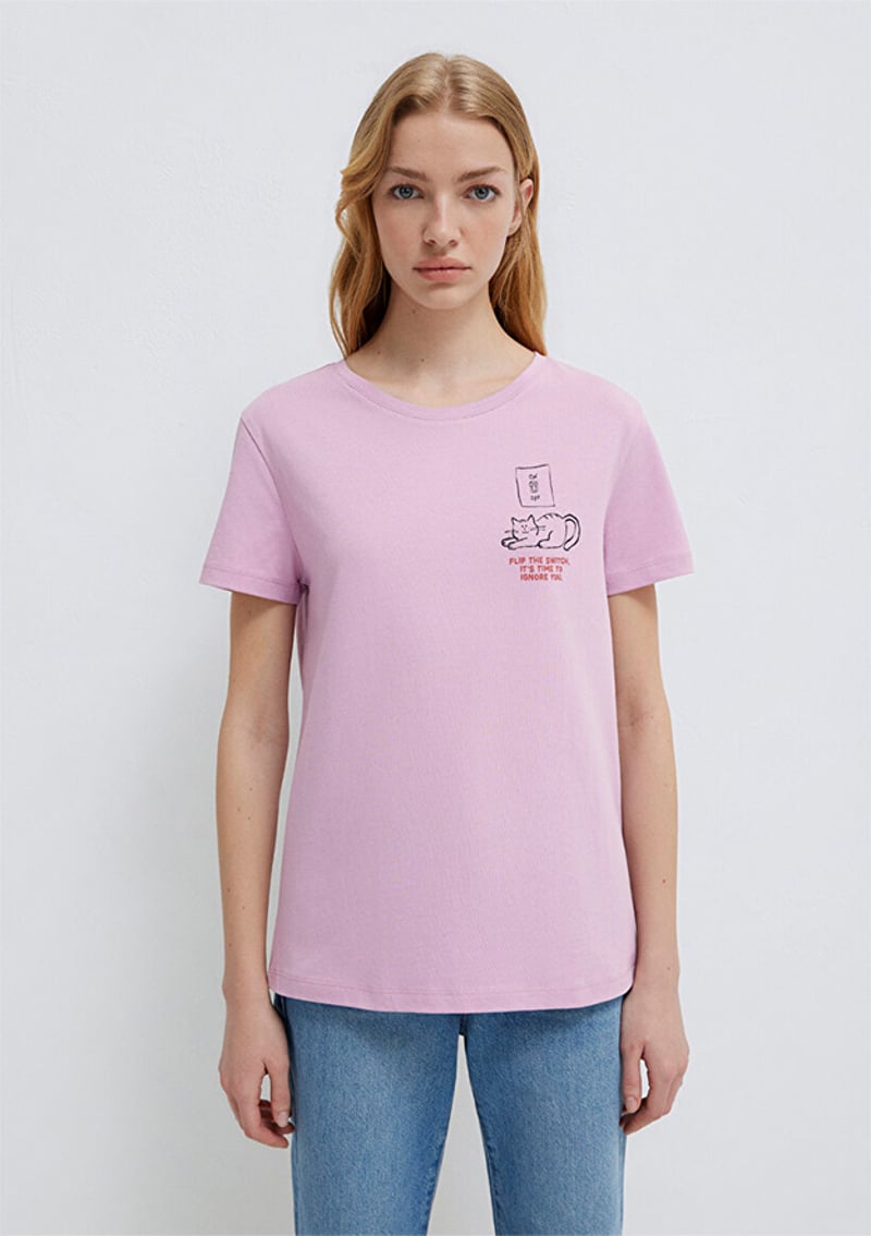 M1613722-71039 Kadın Çok Renkli Baskılı T-shirt