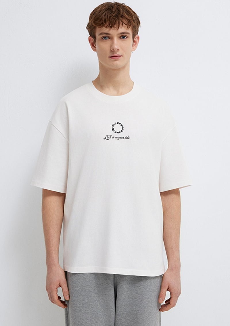 M0613183-70057 Erkek Beyaz Bisiklet Yaka T-shirt