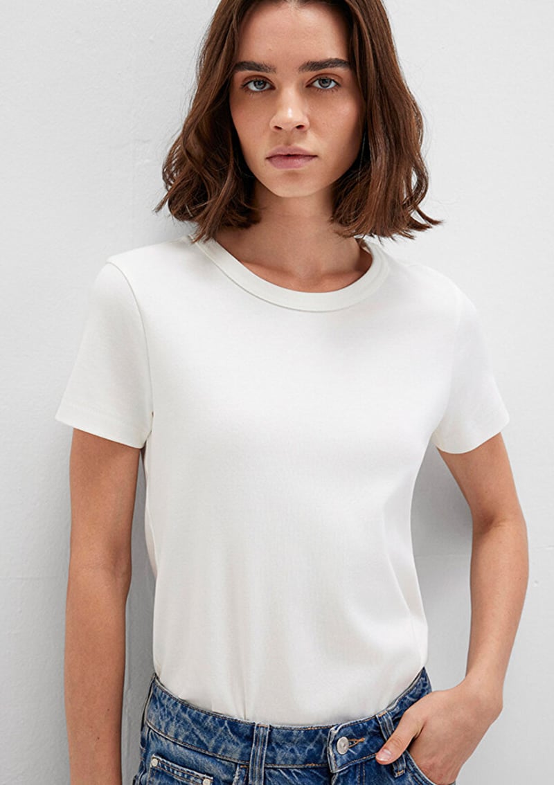 M1612707-70057 Kadın Beyaz Kısa Kol T-shirt