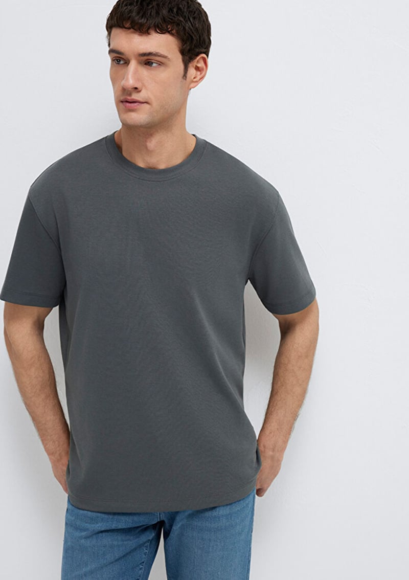 M0612731-70088 Erkek Gri Kısa Kol T-shirt