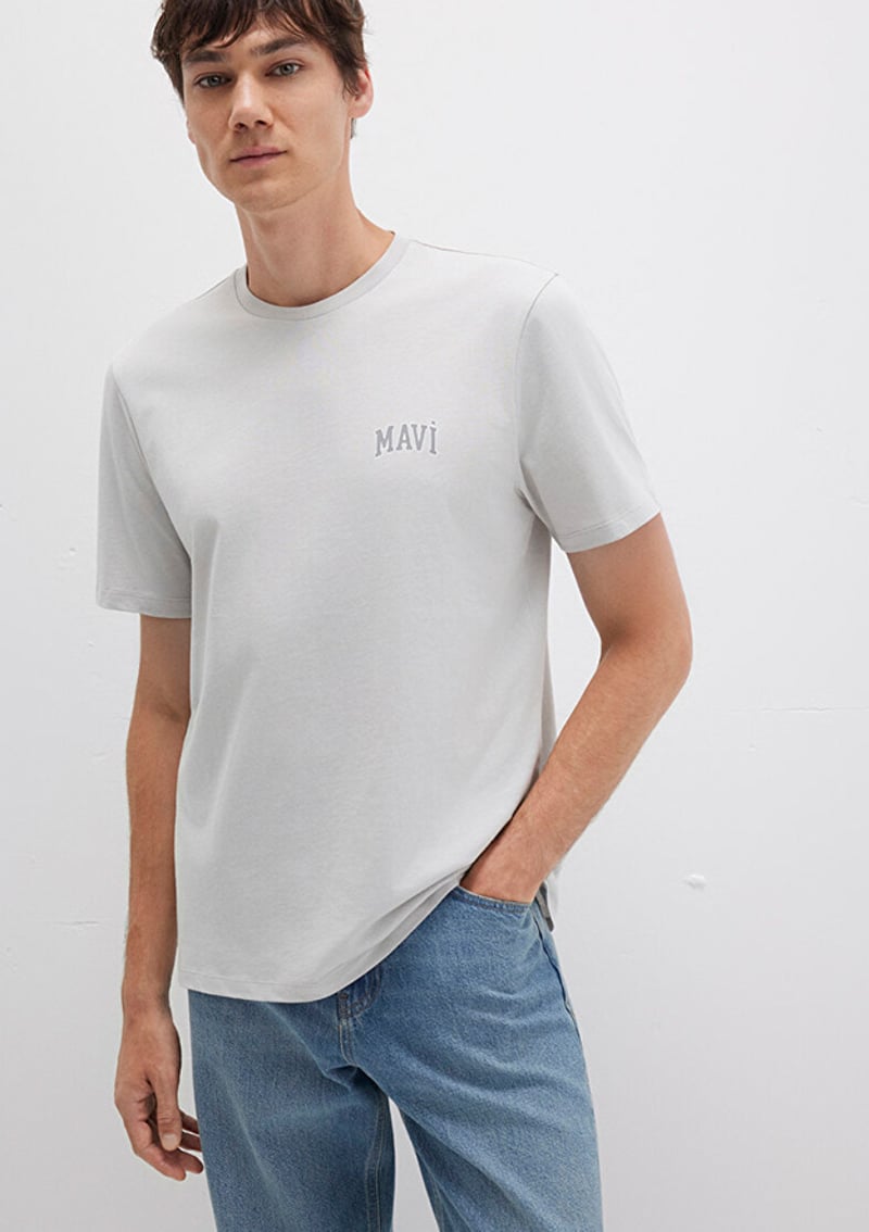 M0611714-70074 Erkek Gri Baskılı T-shirt