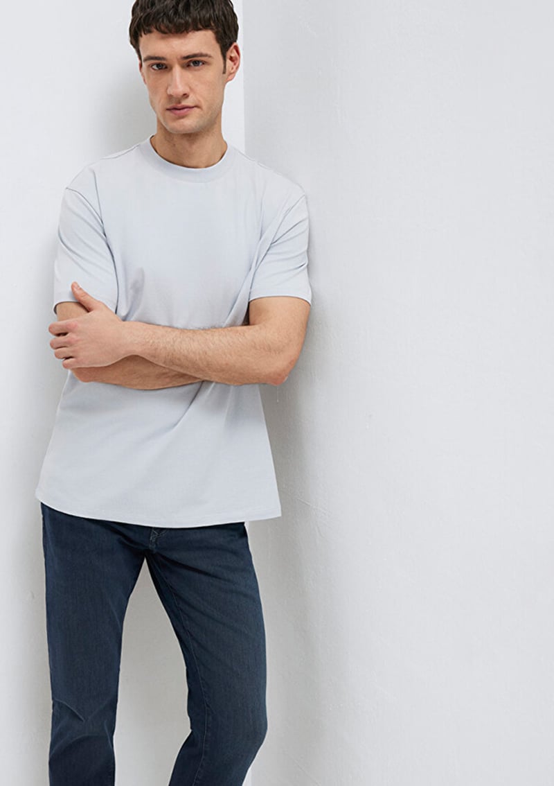 M0613199-70802 Erkek Mavi Kısa Kol T-shirt