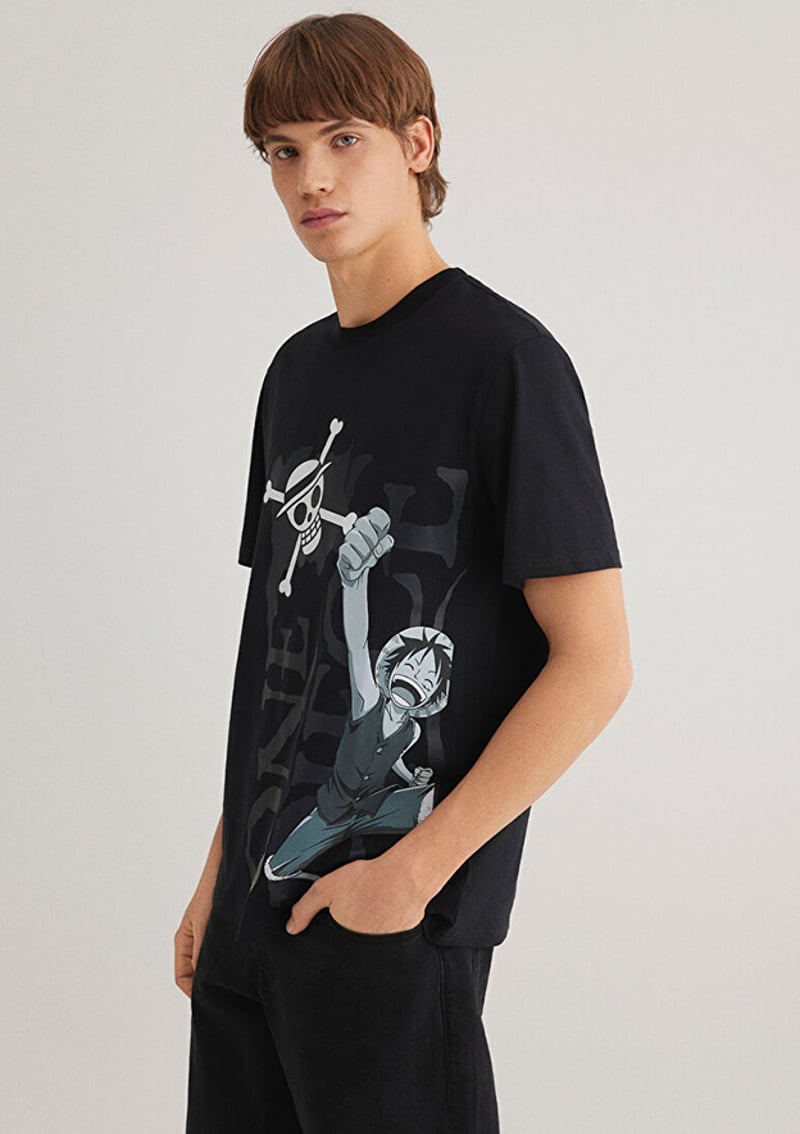 M0612564-900 Erkek Siyah Baskılı T-shirt