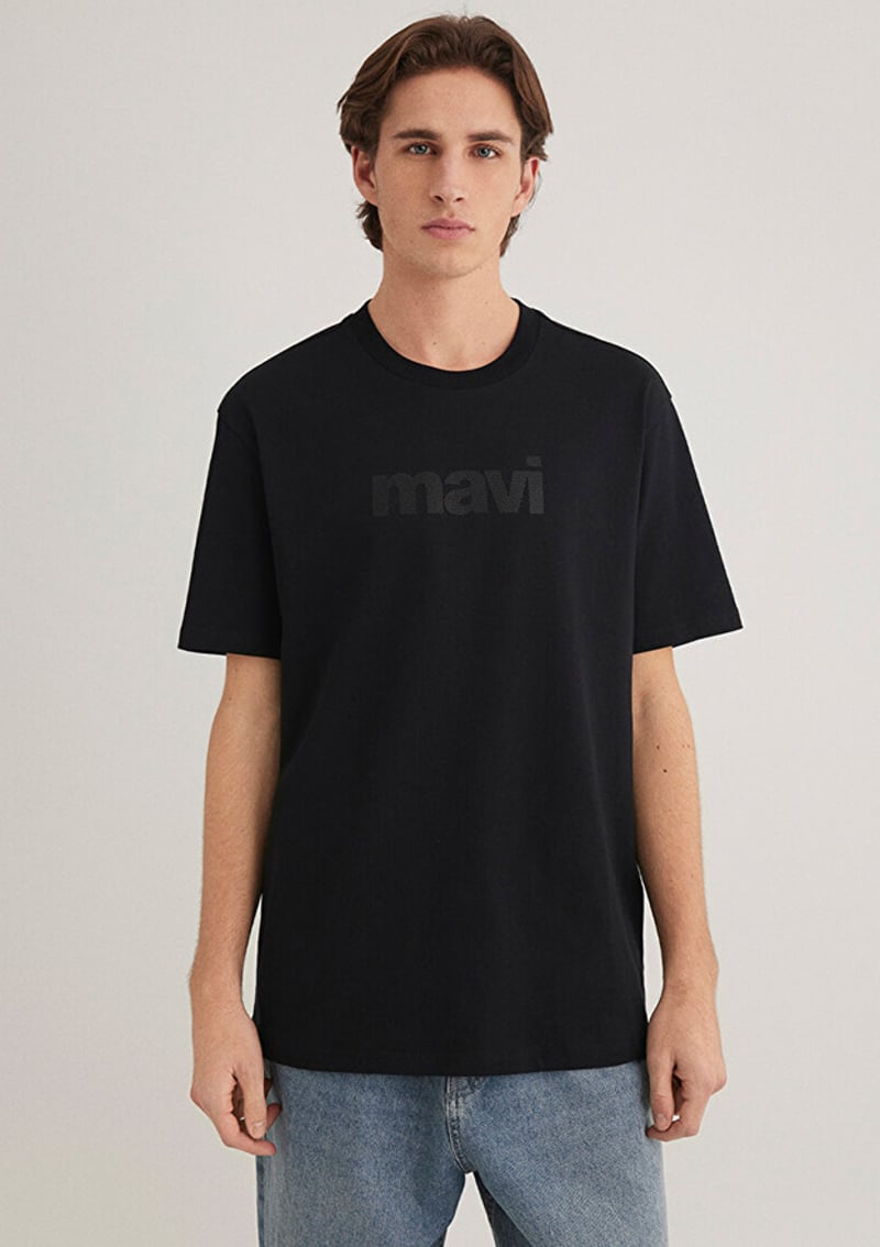 M0611807-900 Erkek Siyah Baskılı T-shirt