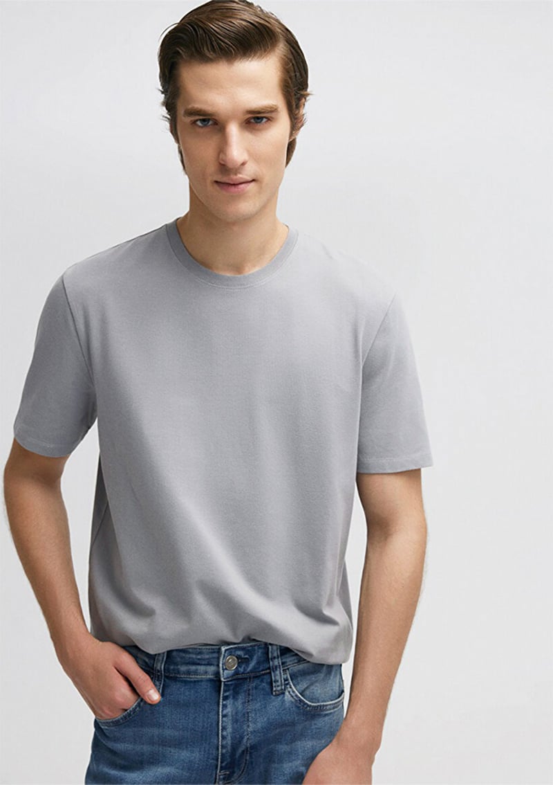 M0610252-70793 Erkek Mavi Basic T-shirt