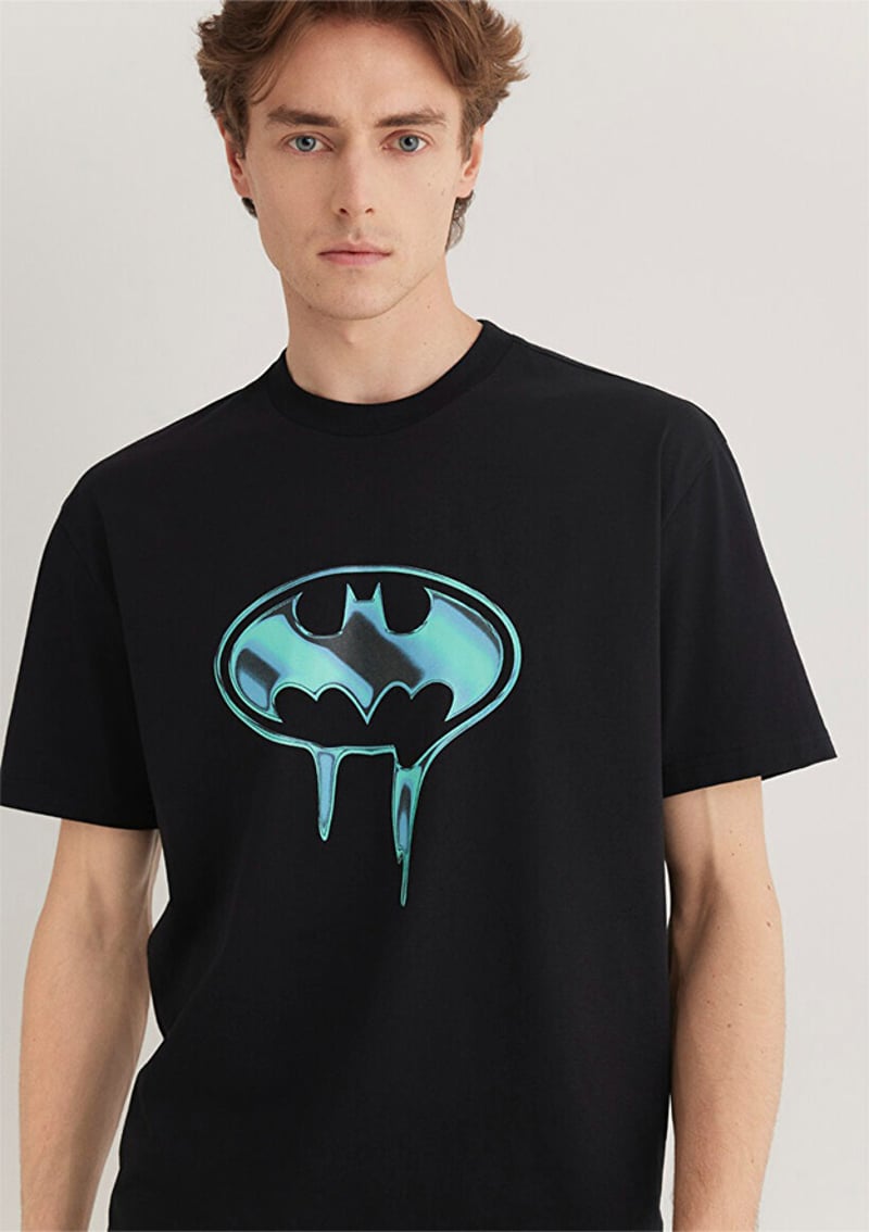 M0612566-900 Erkek Siyah Baskılı T-shirt