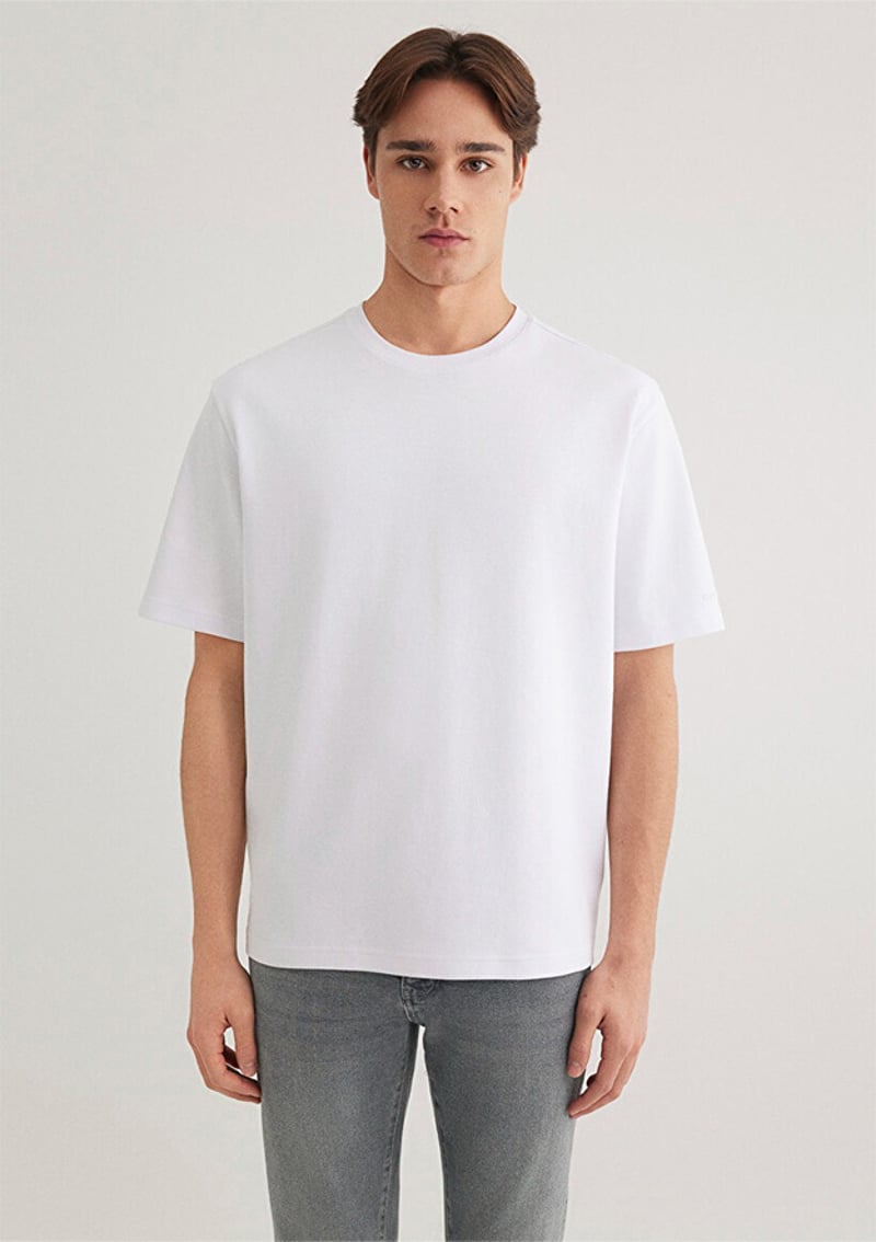 M0612518-620 Erkek Beyaz Kısa Kol T-shirt