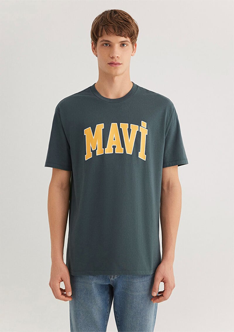 M0611711-71598 Erkek Yeşil Baskılı T-shirt