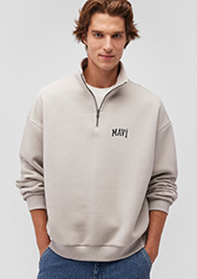 M0S10208-70074 Erkek Gri Sweatshirt