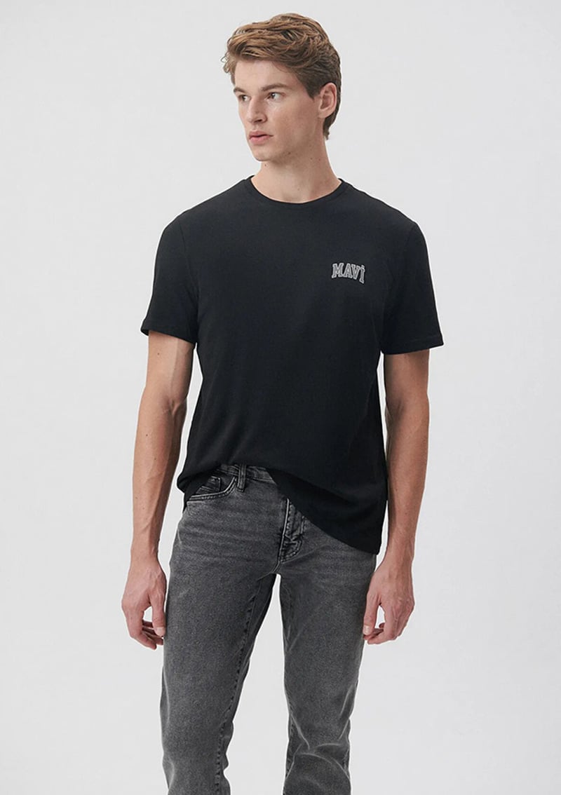 M0611714-900 Erkek Siyah Baskılı T-shirt