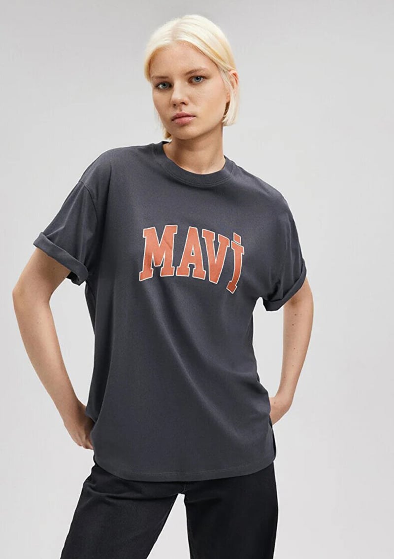 M1600843-82185 Kadın Antrasit Baskılı T-shirt