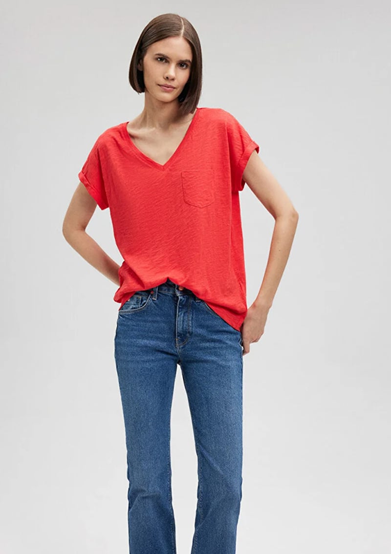M1600961-71083 Kadın Çok Renkli Basic T-shirt