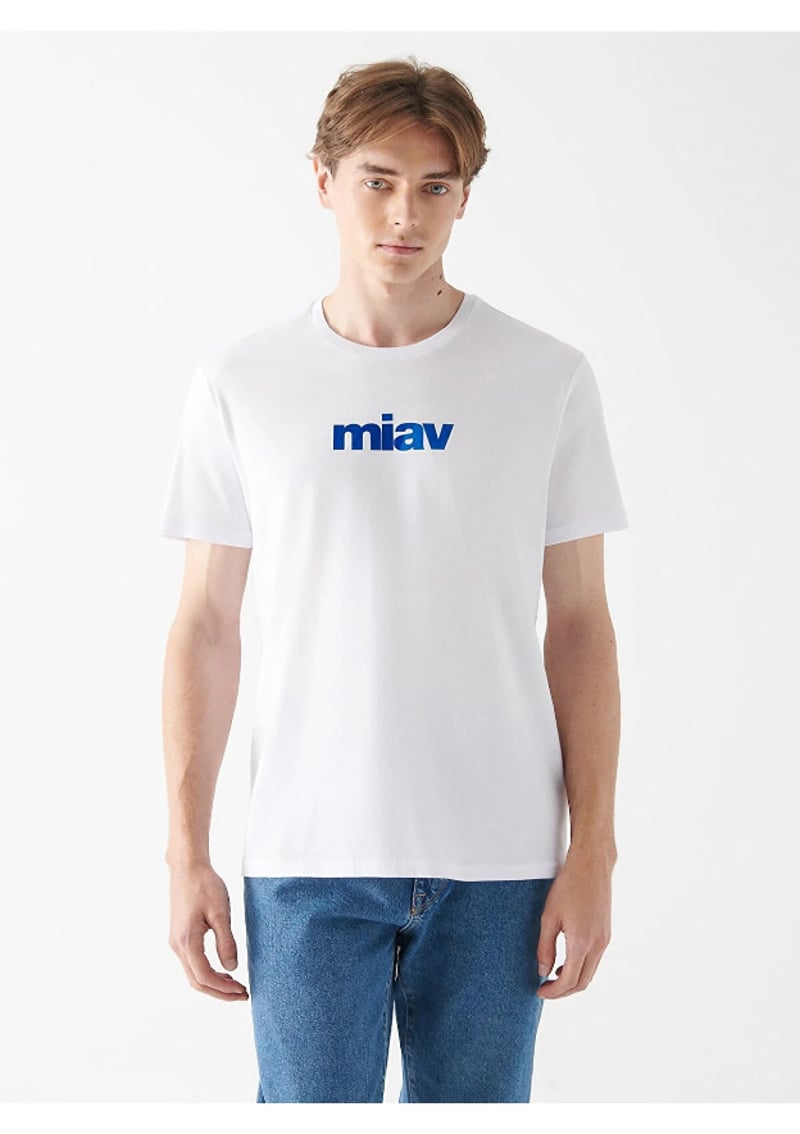 M067153-620 Erkek Beyaz Baskılı T-shirt