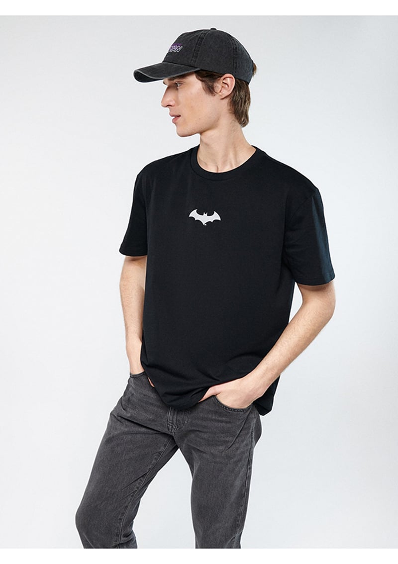 M066878-900 Erkek Siyah Baskılı T-shirt