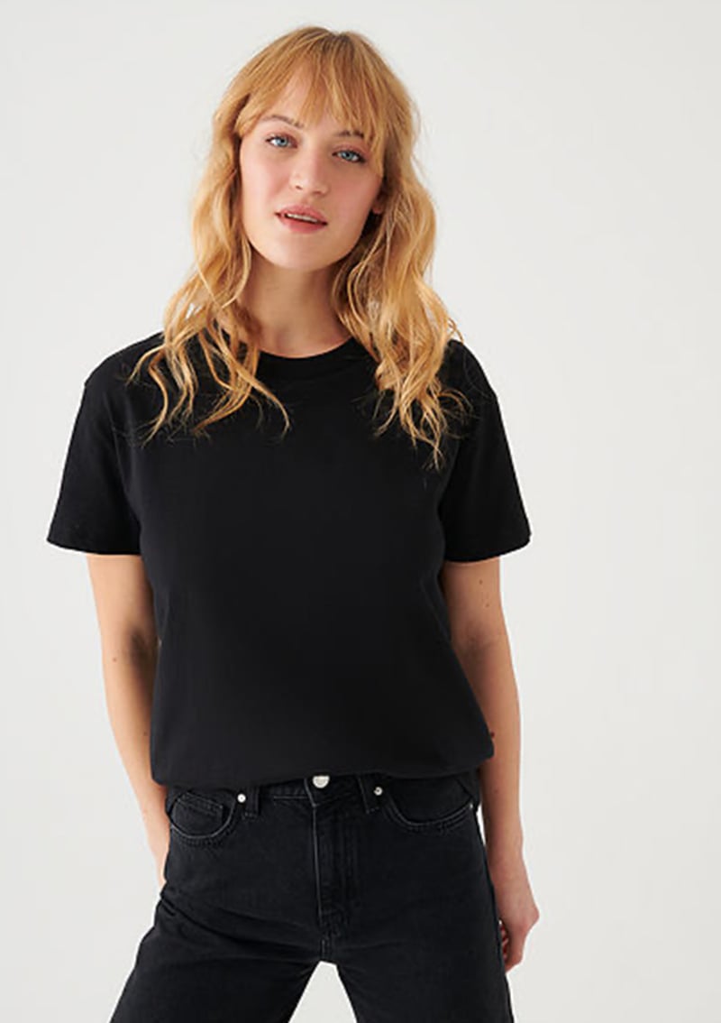 M1600955-900 Kadın Siyah Bisiklet Yaka T-shirt