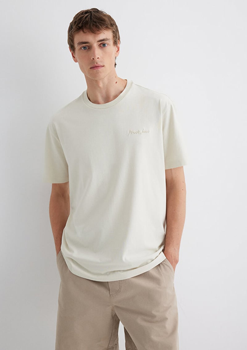 M0612733-70134 Erkek Bej Baskılı T-shirt