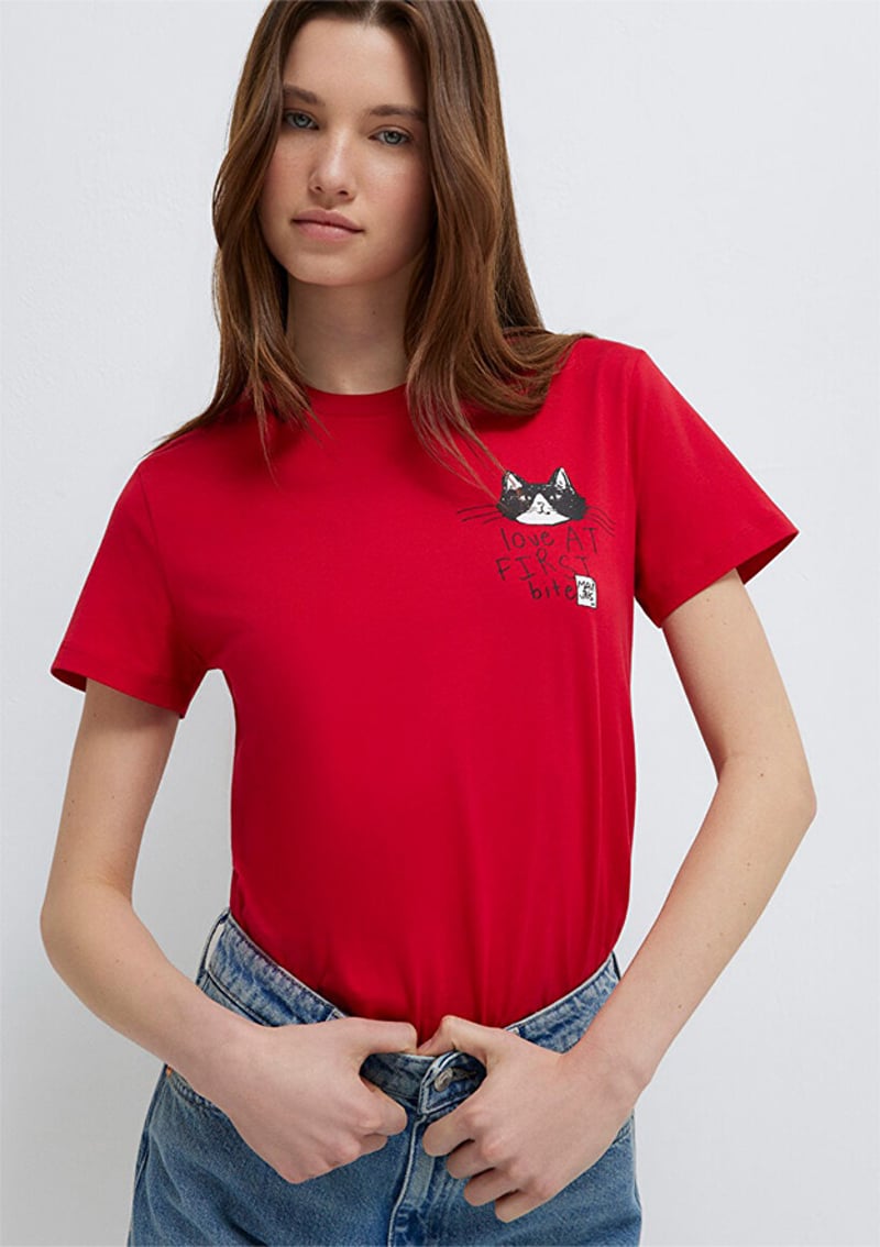 M1613723-70935 Kadın Baskılı T-Shirt
