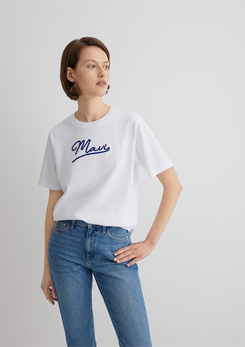 M1612421-620 Kadın Beyaz Baskılı T-shirt