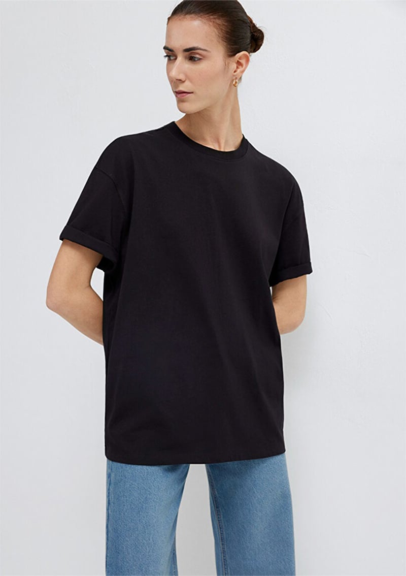 M1613903-900 Kadın Siyah Basic T-shirt