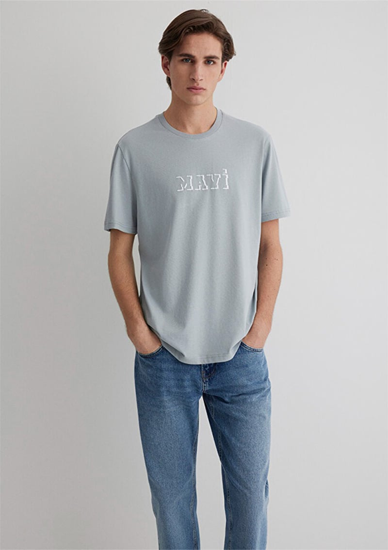 M0612686-70093 Erkek Gri Baskılı T-shirt