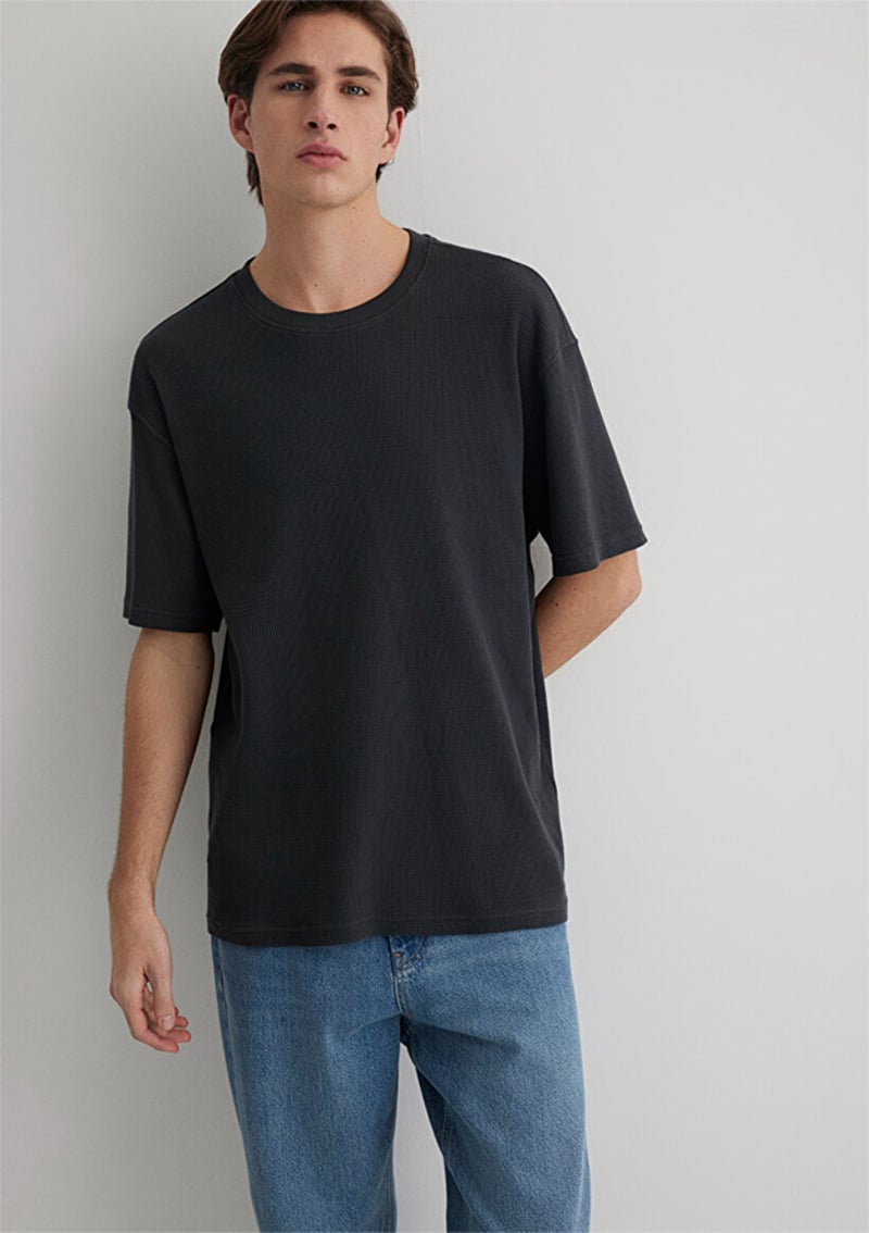 M0612724-70092 Erkek Siyah Kısa Kol T-shirt