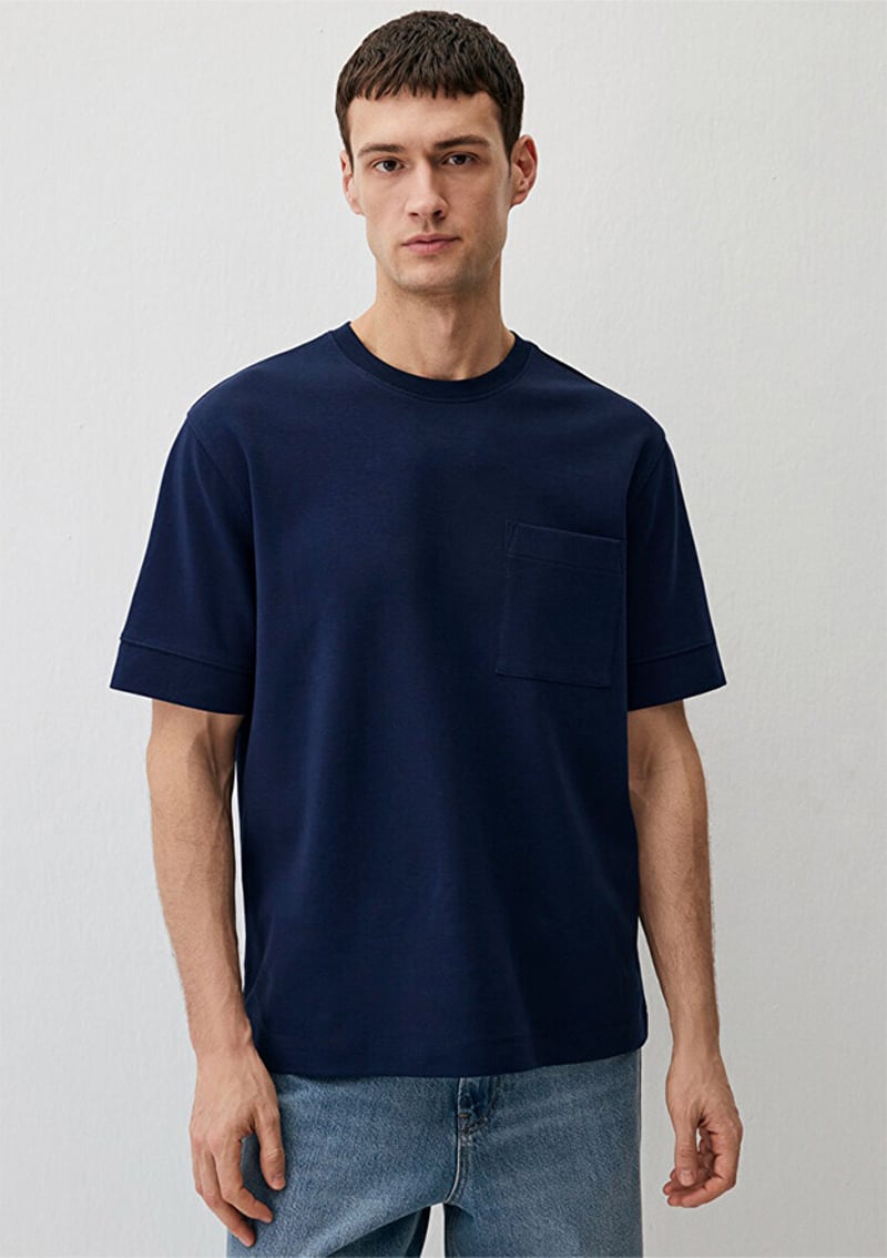 M0612592-70492 Erkek Lacivert Baskılı T-shirt