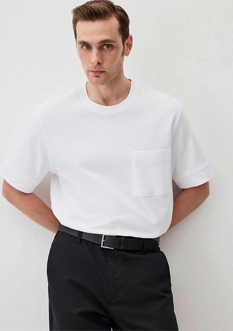M0612592-620 Erkek Beyaz Baskılı T-shirt