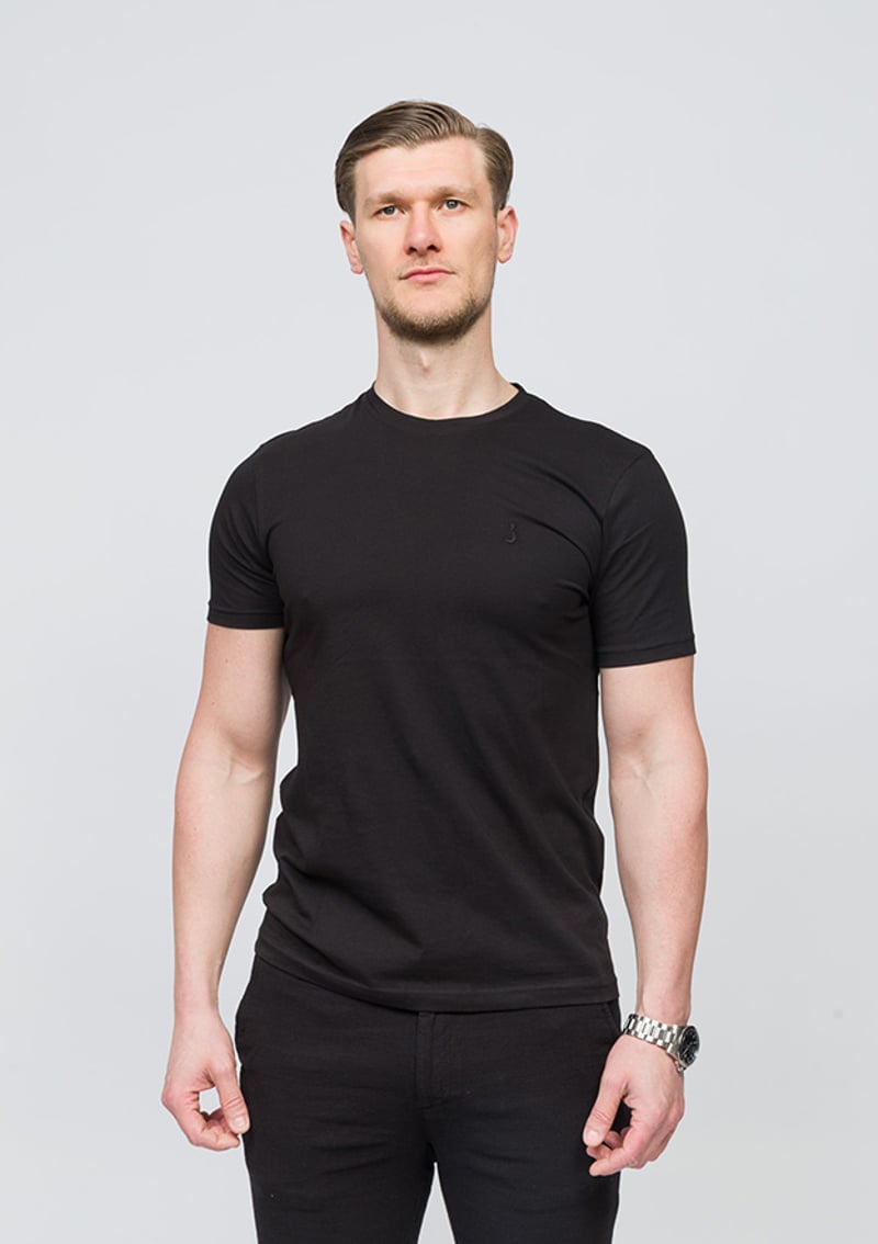 25Yjeeo04623 Erkek Siyah Bisiklet Yaka T-shirt