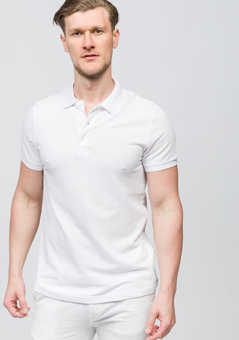25Yjeeo04613 Erkek Beyaz Polo Yaka T-shirt