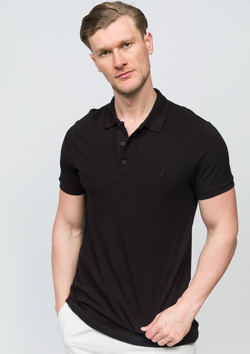 25Yjeeo04613 Erkek Siyah Polo Yaka T-shirt