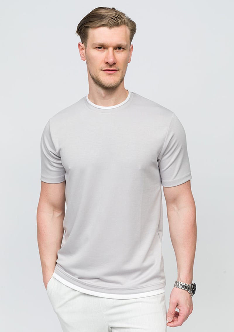 25Yjeeo04003 Erkek Gri Bisiklet Yaka T-shirt