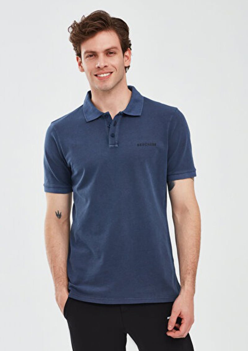 S241165-410 Erkek Lacivert Polo Yaka T-shirt