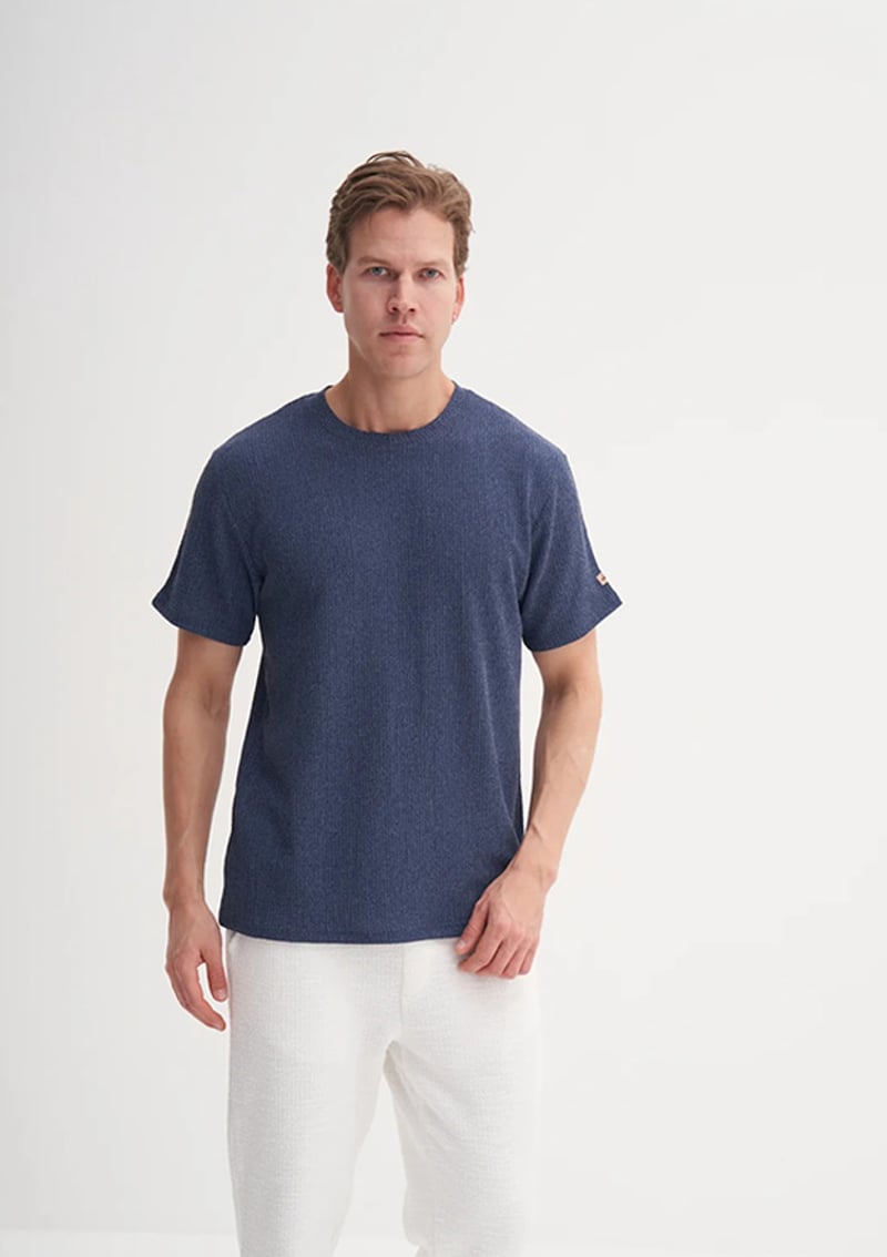 25Yceeo04050 Erkek Lacivert Bisiklet Yaka T-shirt