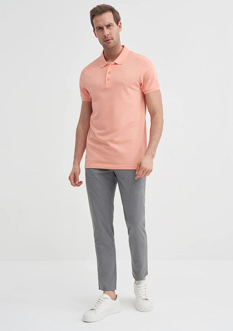 25Yceeo04613 Erkek Turuncu Polo Yaka T-shirt