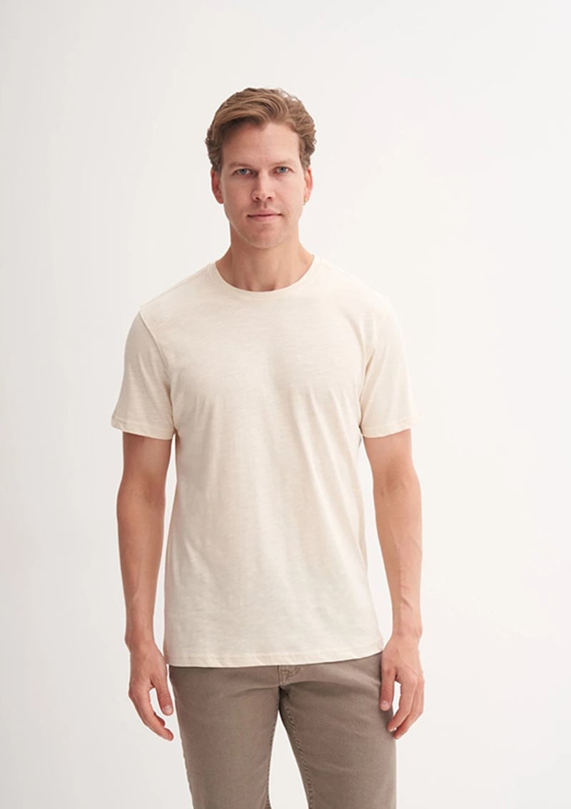 25Yceeo04602 Erkek Bej Bisiklet Yaka T-shirt