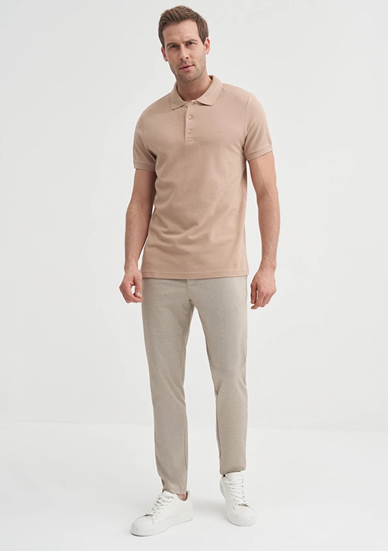 25Yceeo04613 Erkek Bej Polo Yaka T-shirt