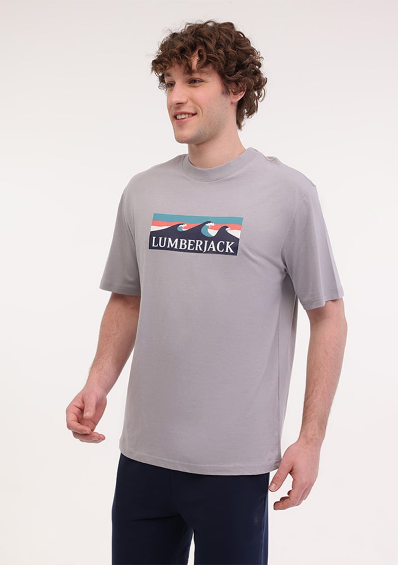 A10194057308010 Erkek Gri Kısa Kol T-shirt
