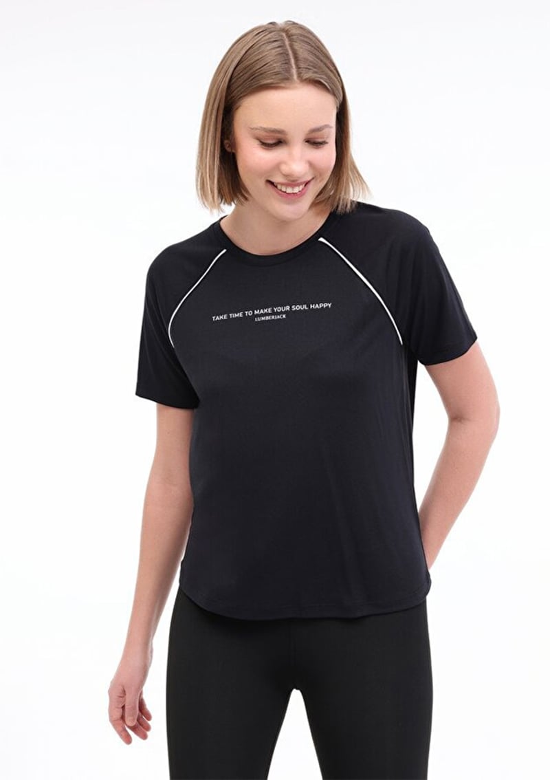 A10194086508010 Kadın Siyah Kısa Kol T-shirt