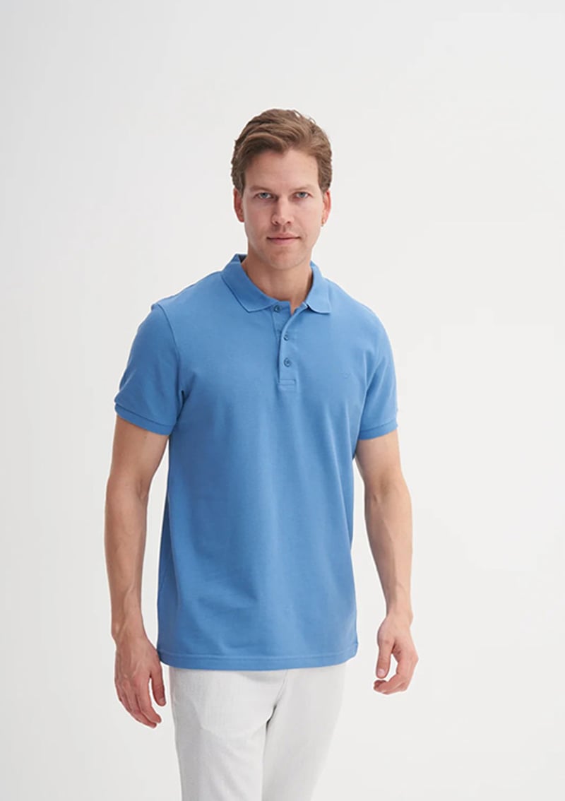 25Yceeo04613 Erkek Mavi Polo Yaka T-shirt