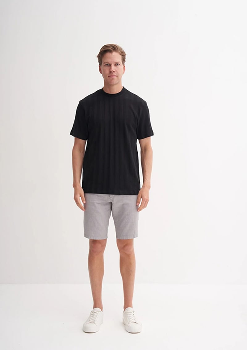 25Yceeo04277 Erkek Siyah Bisiklet Yaka T-shirt