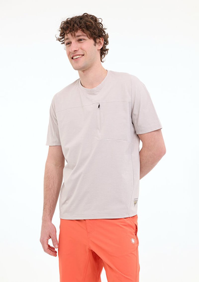 A10194821908010 Erkek Bej Kısa Kol T-shirt