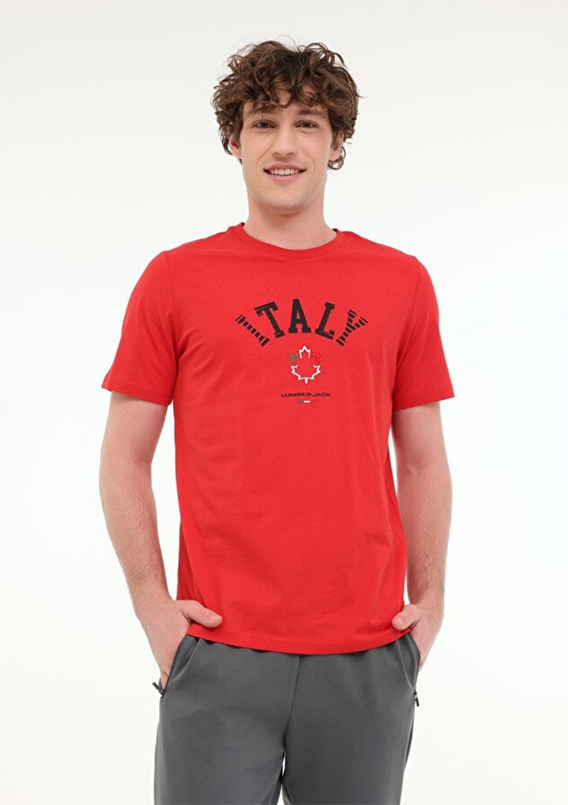 A10195111708010 Erkek Kırmızı Kısa Kol T-shirt
