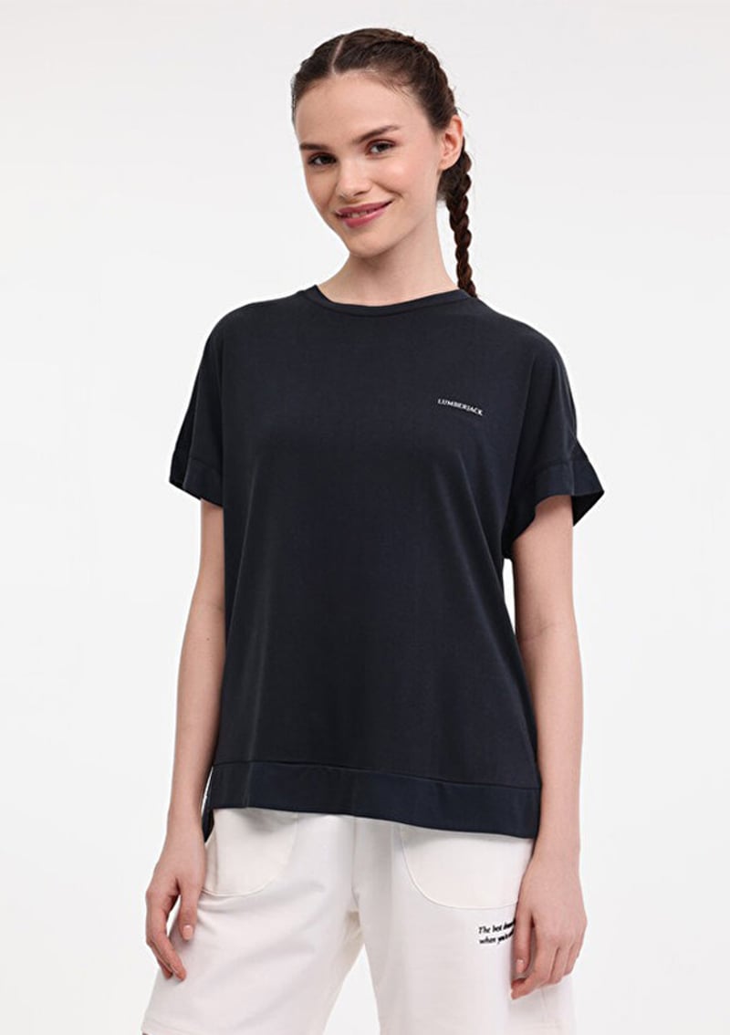 A10197089408010 Kadın Siyah Kısa Kol T-shirt