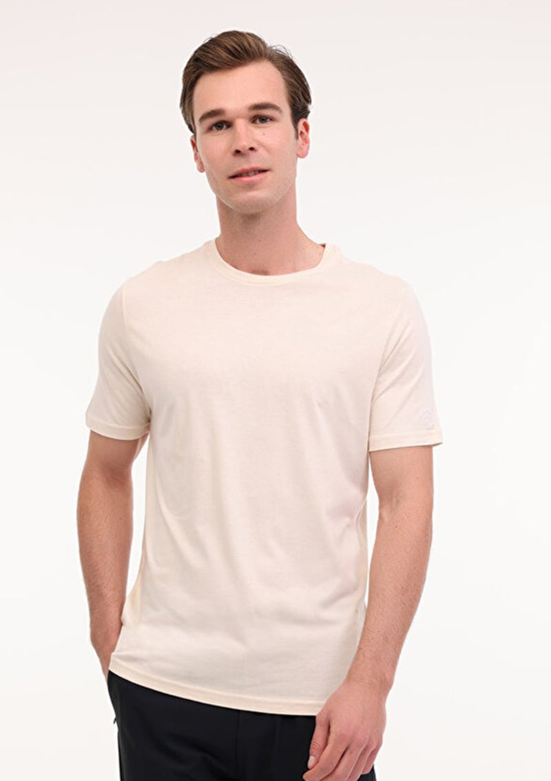 A10195278208010 Erkek Bej Kısa Kol T-shirt