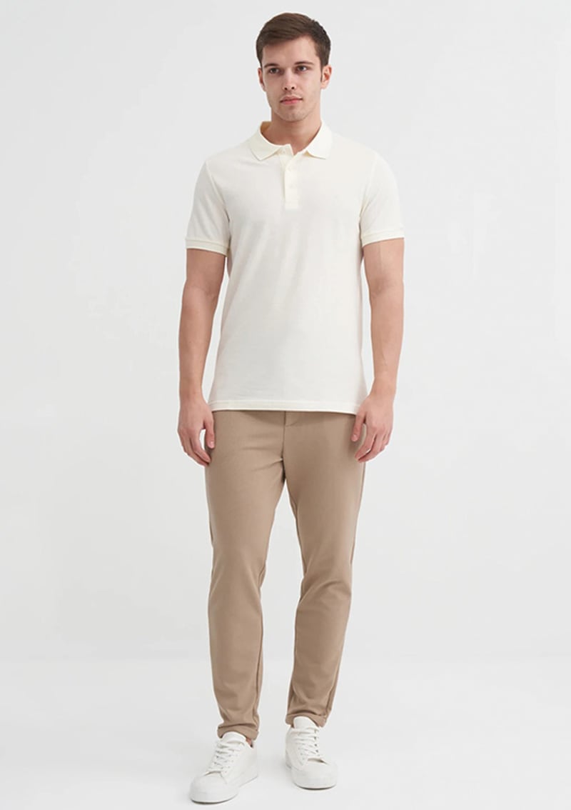 25Yceeo04613 Erkek Beyaz Polo Yaka T-shirt