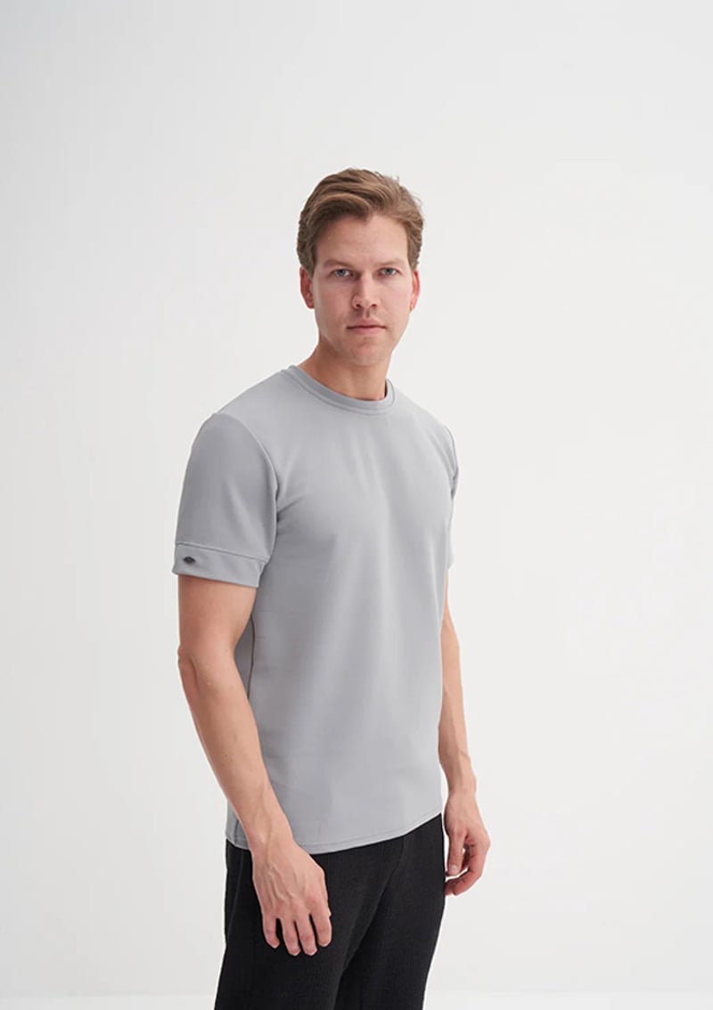 25Yceeo04202 Erkek Gri Bisiklet Yaka T-shirt