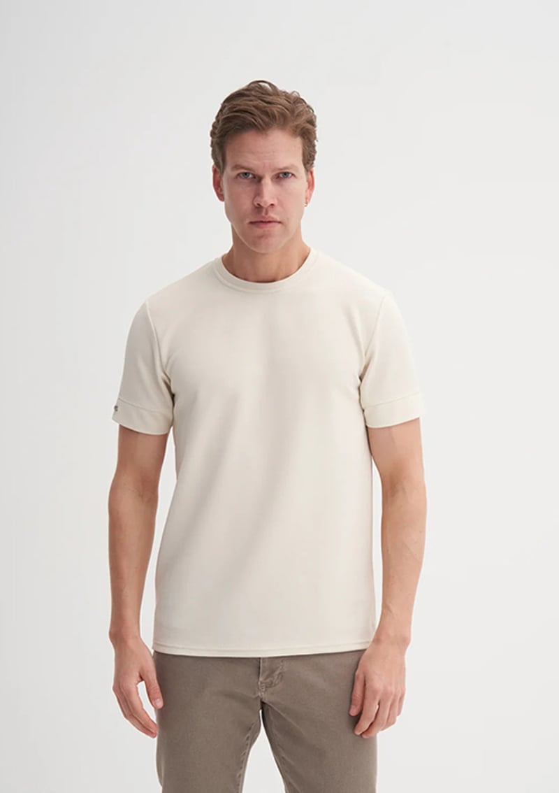 25Yceeo04202 Erkek Bej Bisiklet Yaka T-shirt