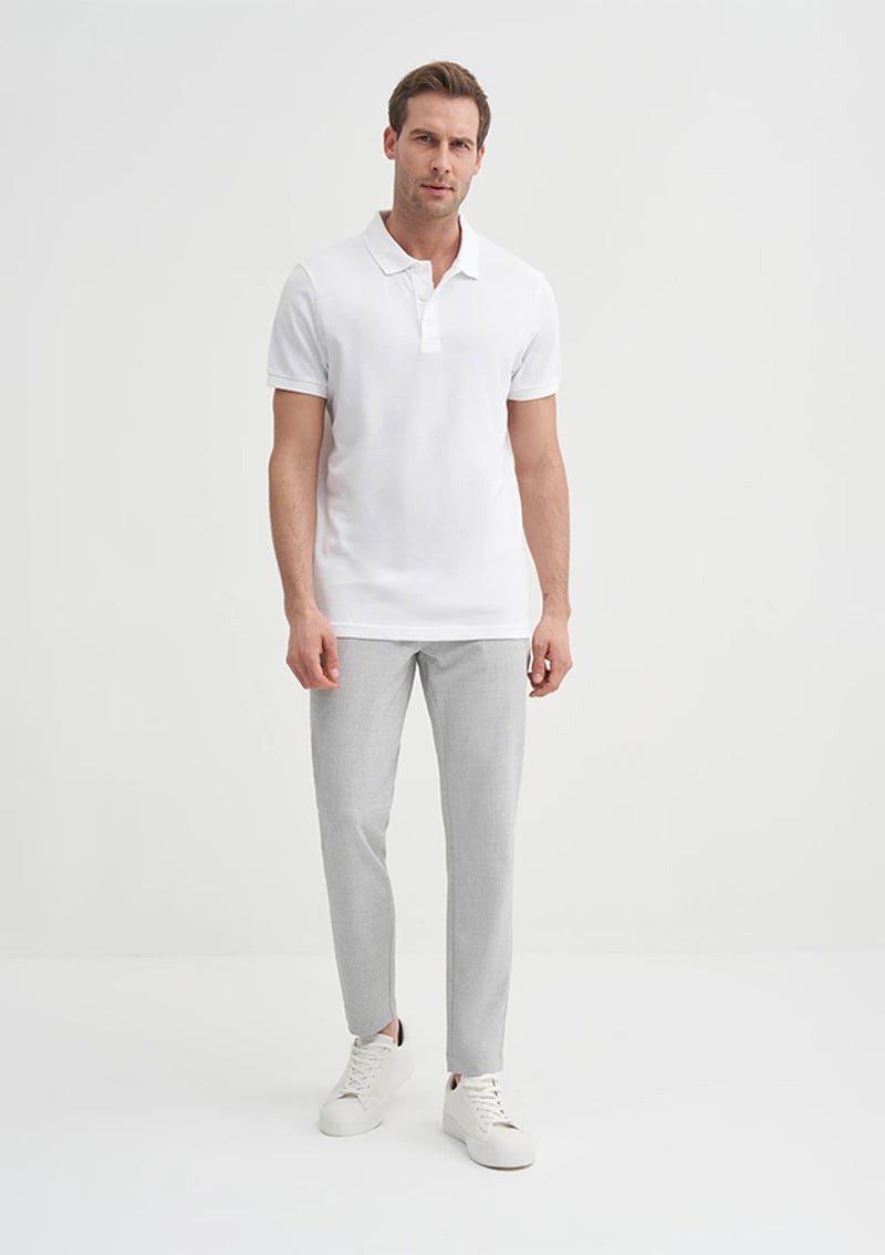 25Yceeo04613 Erkek Beyaz Polo Yaka T-shirt
