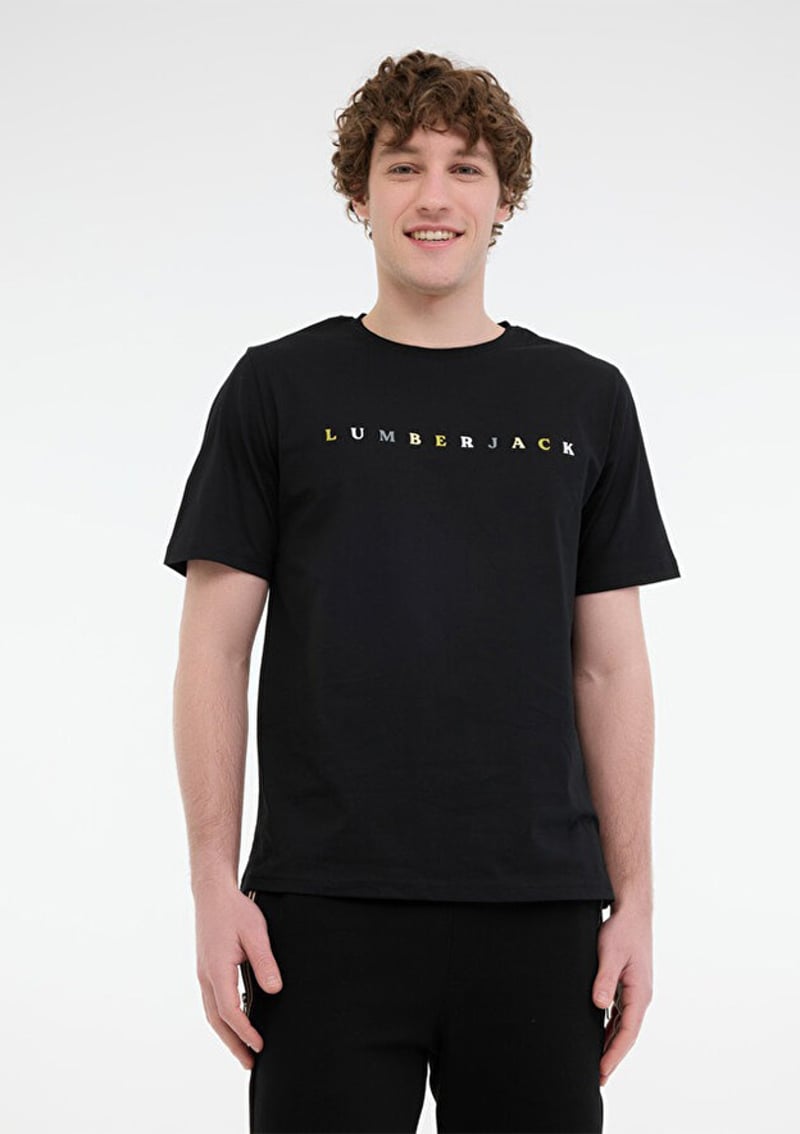 A10200608508010 Erkek Siyah Kısa Kol T-shirt